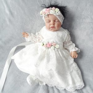 CHANTAL 01 - Taufkleid, Festkleid +Stirnband Farbe: ecru