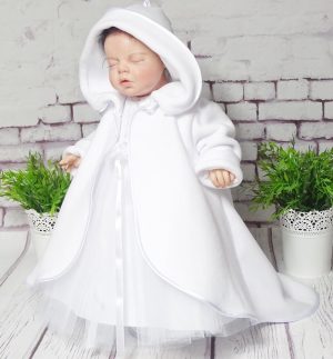 Taufmantel, Mantel, Farbe: Weiß, Fleece -M210B-