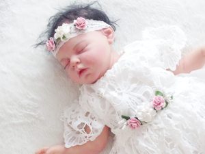 Taufkleid, Festkleid +Stirnband Farbe: ecru